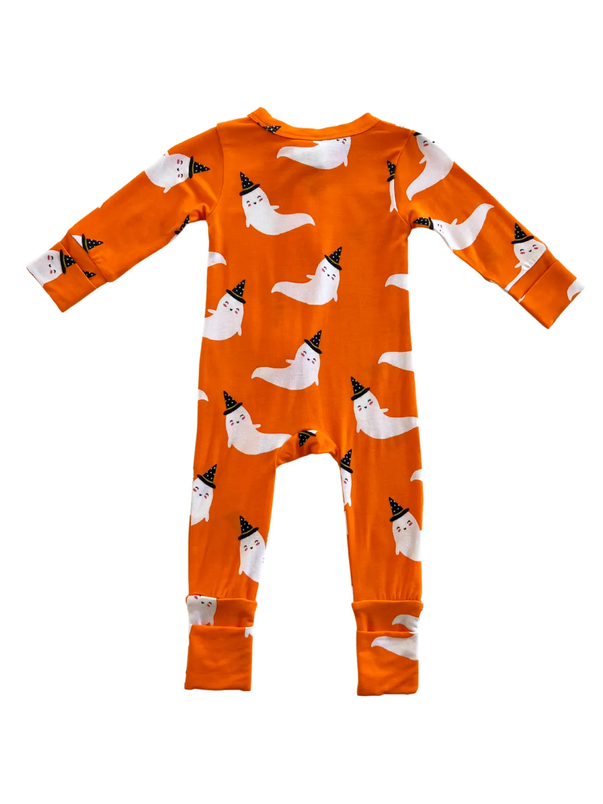 2-Way Convertible Zip Romper, Orange Ghost