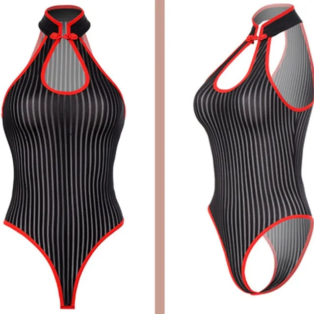 2021 Summer High Cut Thong  Sexy See Through Sheer Swimsuit Costume Monokini Size One Size