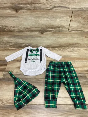 3pc My First St. Patrick's Day Bodysuit Set White sz 3-6m