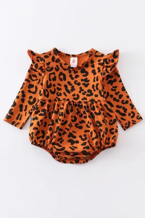 Abby & Evie Rust leopard print ruffle girl bubble