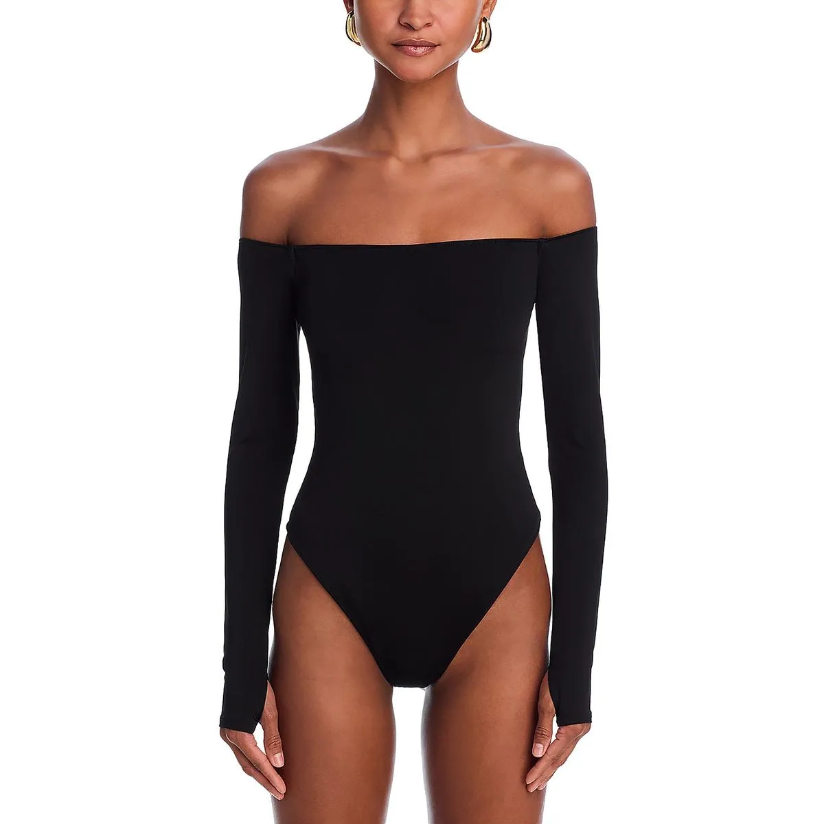 Alice and Olivia Womens Off The Shoulder One Piece Bodysuit