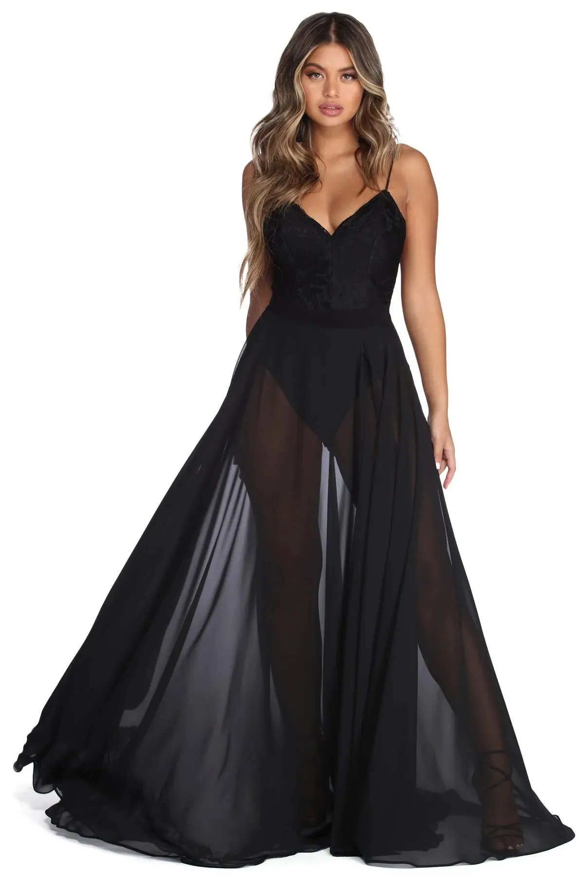 Amelie Formal Chiffon And Lace Dress