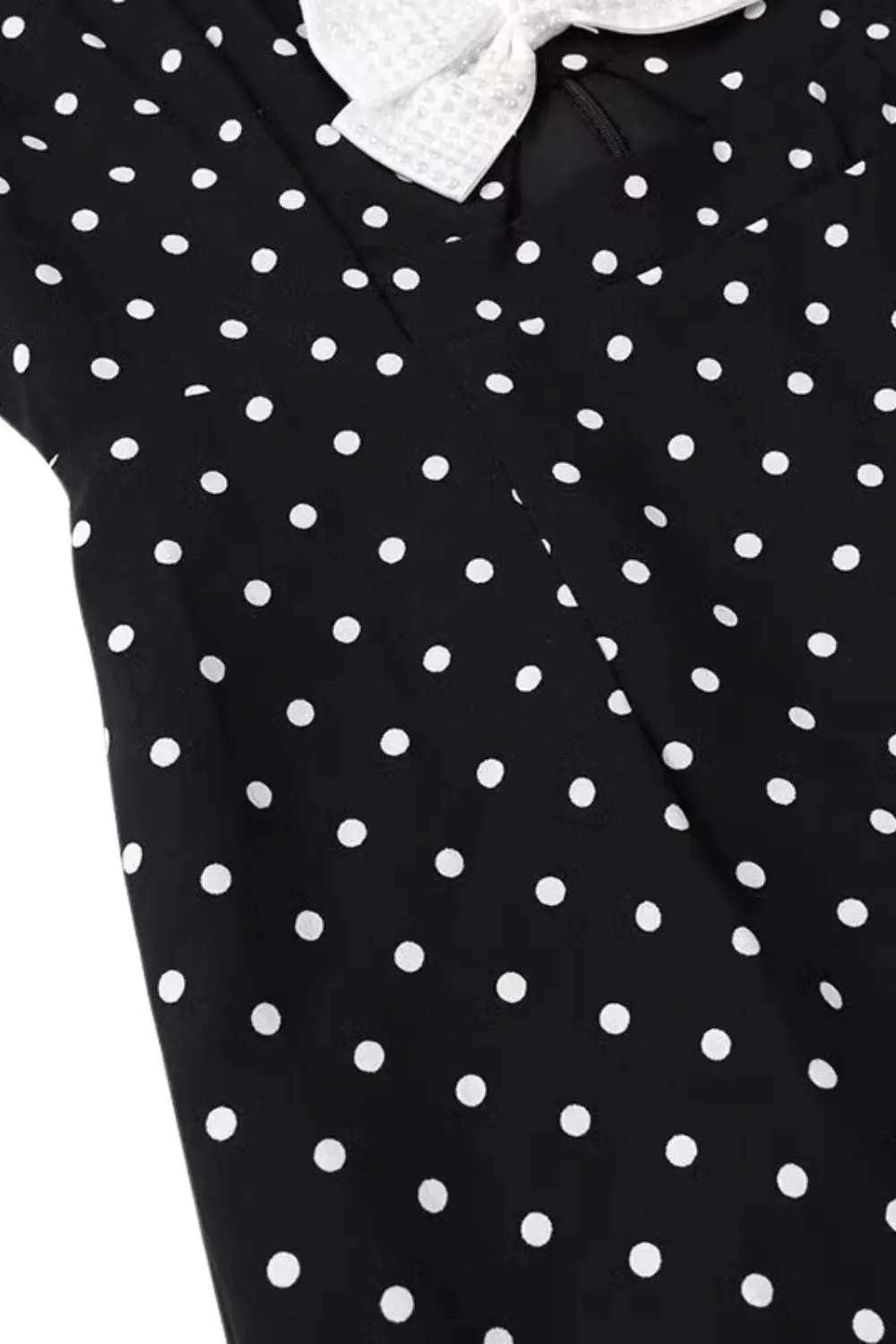 ’Ava‘ Bow-Accented Polka Dot Short-Sleeve Mini Dress