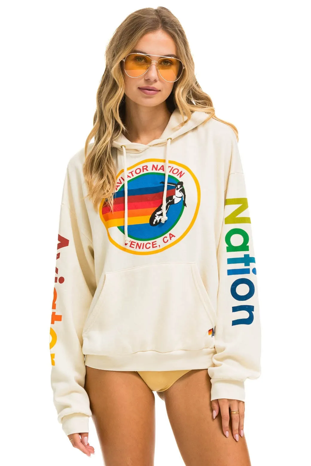 AVIATOR NATION  RELAXED PULLOVER HOODIE - VINTAGE WHITE