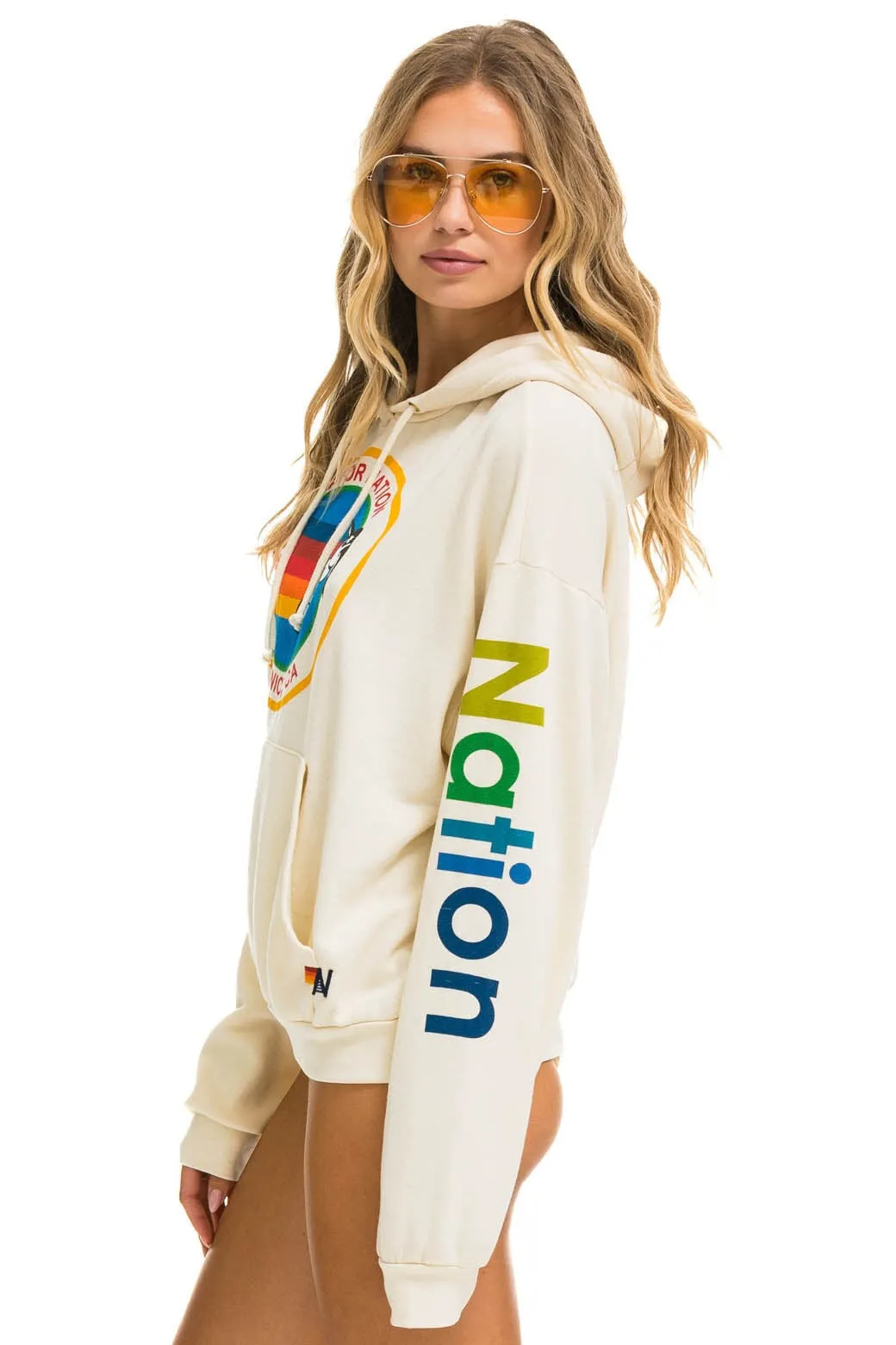 AVIATOR NATION  RELAXED PULLOVER HOODIE - VINTAGE WHITE