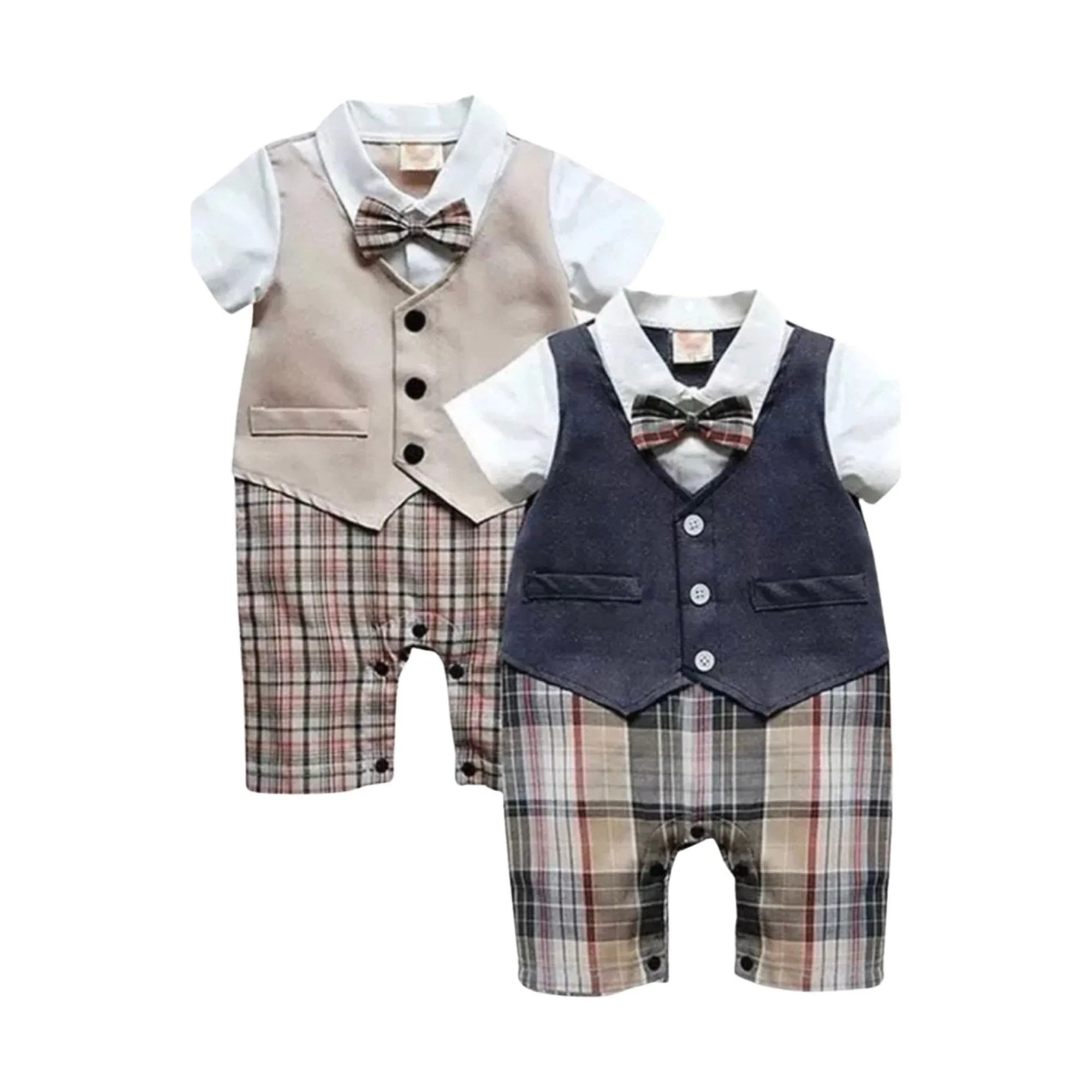 Baby Boy Gentleman Romper Suit with Bowtie