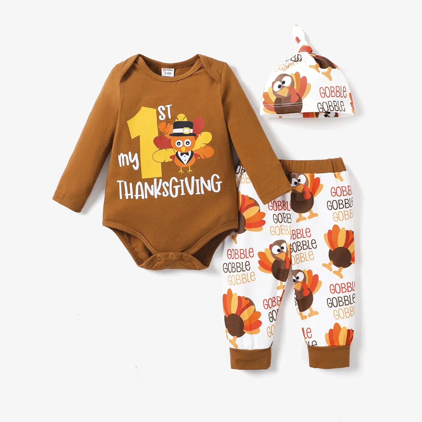 Baby Boy Thanksgiving Day Pattern Set Suitable for Summer Season Soft and Comfortable  Perfect for Outings 3-Pack