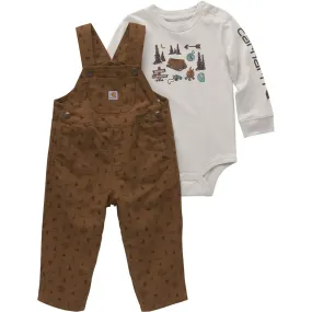 Baby Boys' Long-Sleeve Bodysuit & Canvas Printed Overall CG8938