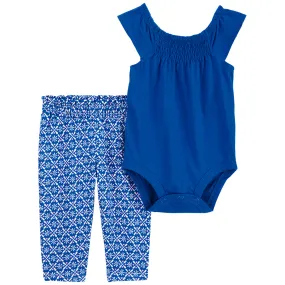 Baby Girls' 2-Piece Smocked Bodysuit Pant Set 1Q464610