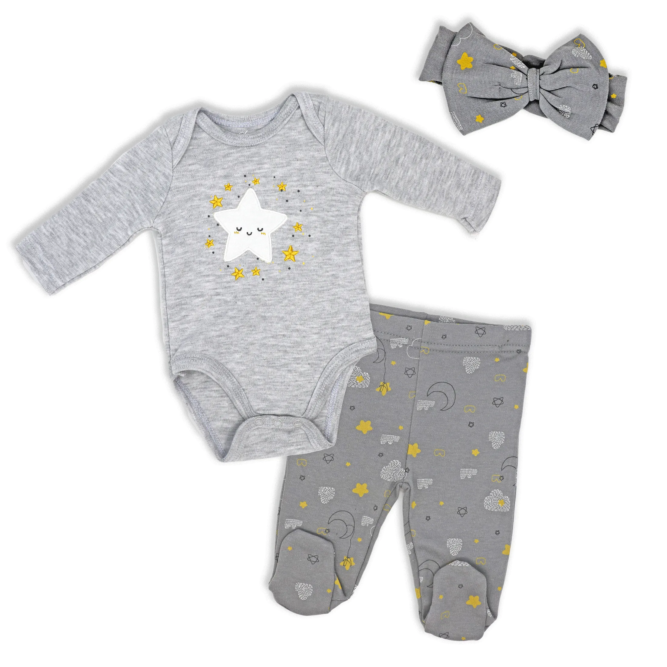 Baby Girl's Jogger Set with Headband - Star