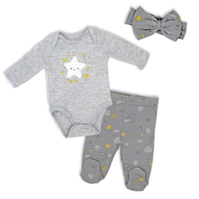 Baby Girl's Jogger Set with Headband - Star