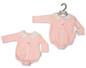 Baby Girls Romper with Lace and Bow (NB-6M) (PK6) BIS-2020-2491P