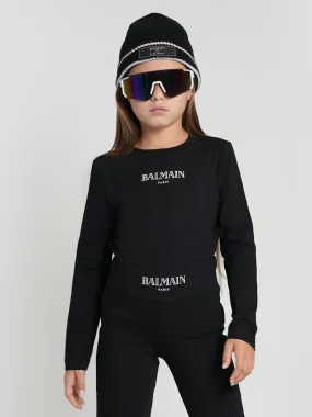 Balmain Girls Logo Bodysuit in Black