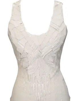 Balmain Womens White Embellished Body Suit