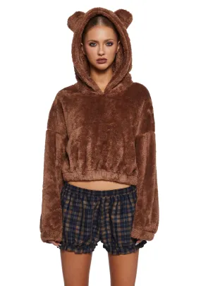 Bear It All Faux Fur Hoodie - Brown