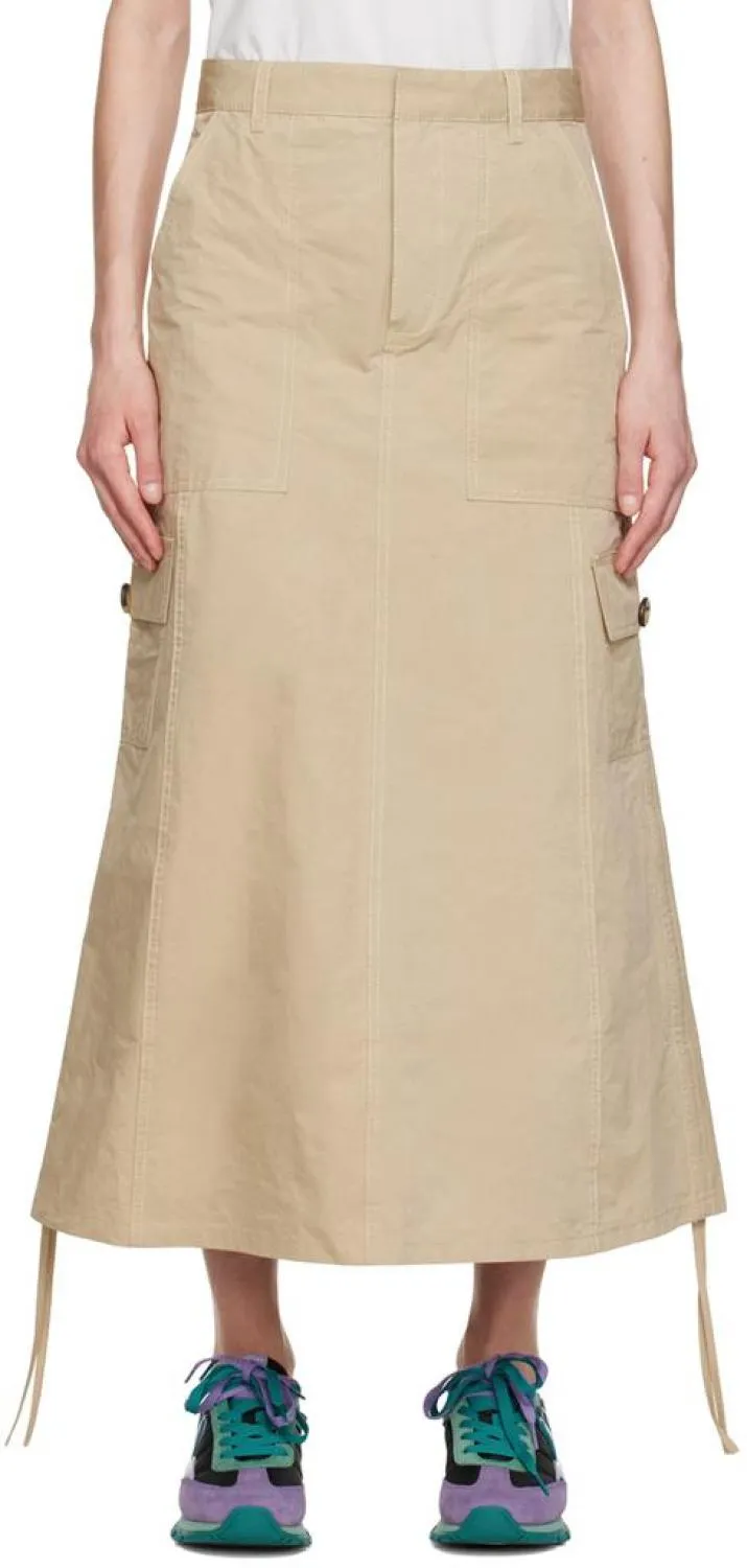 Beige 'The Cargo' Midi Skirt