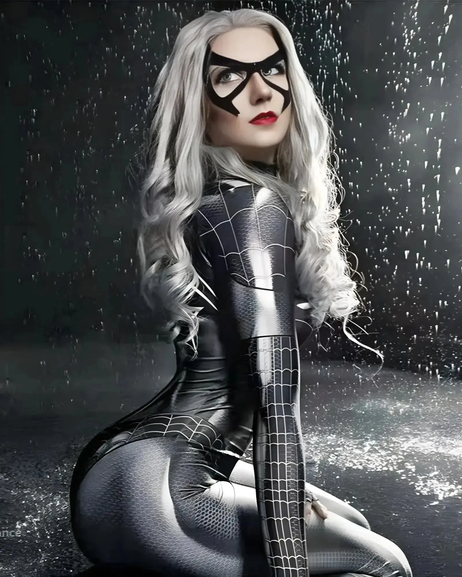 Black Cat Symbiote Spider-Woman Cosplay Bodysuit - Halloween