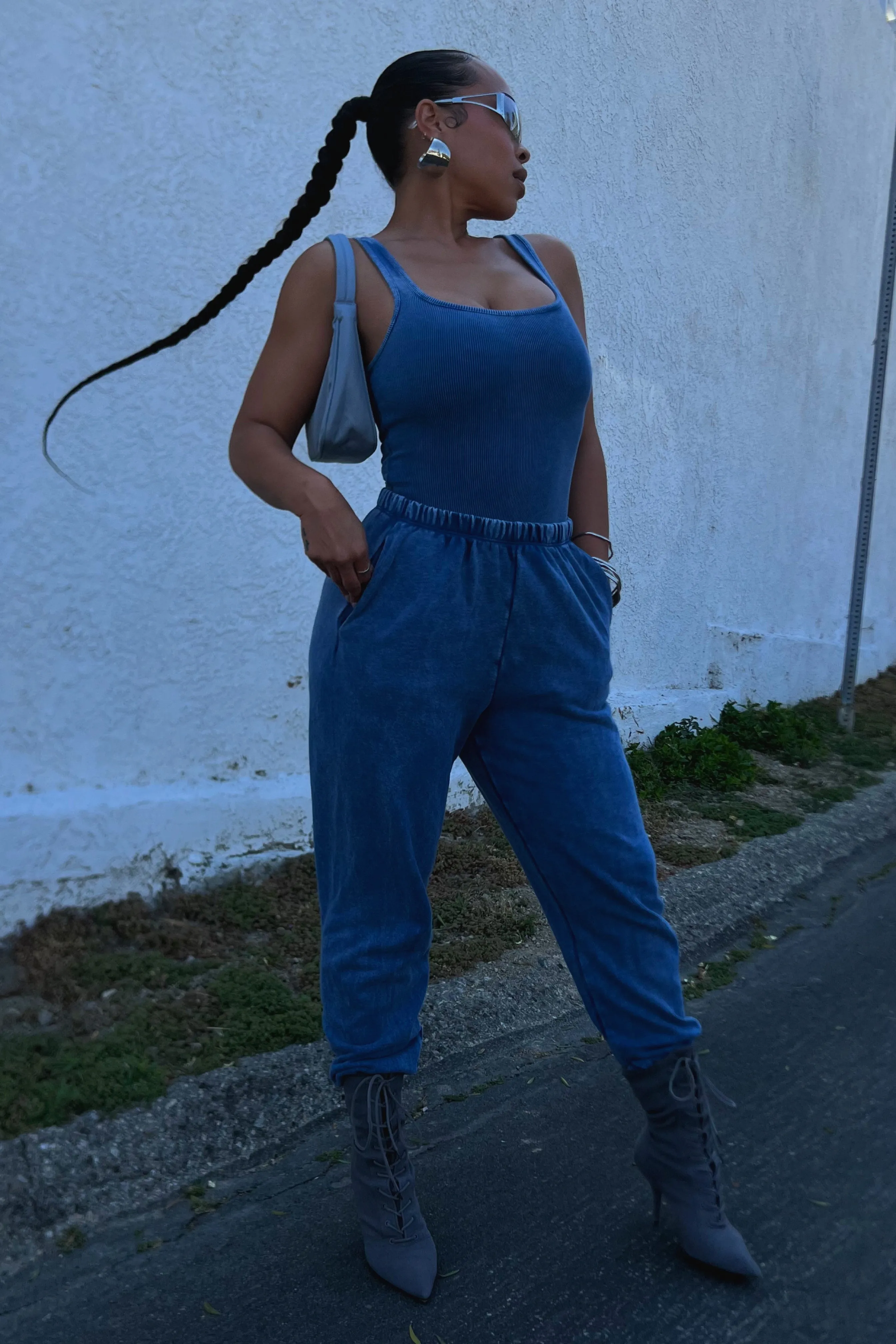 Blue Washed Tank Bodysuit