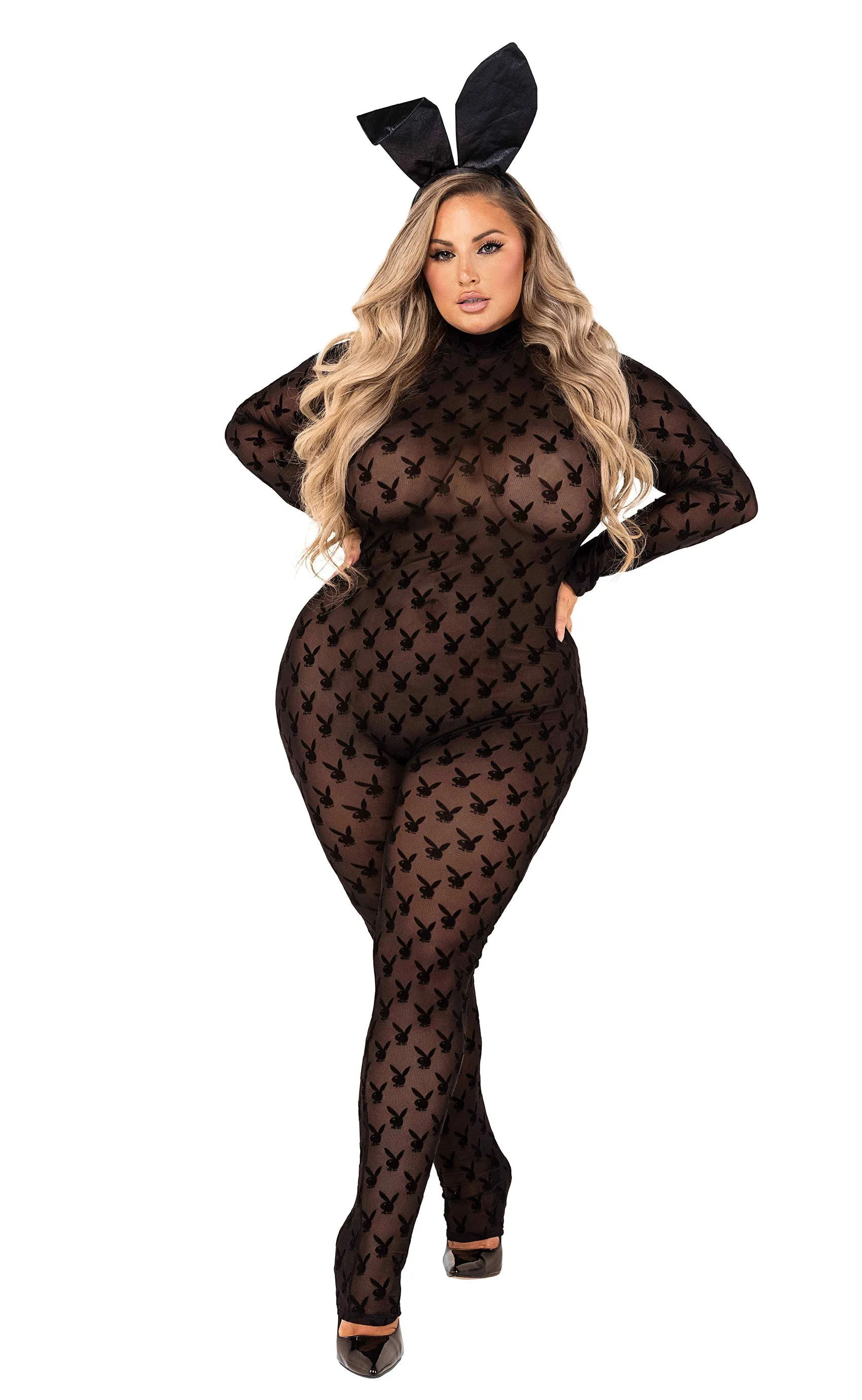 Blue Zone Planet |  2 Piece Sheer Playboy Bunny Bodysuit