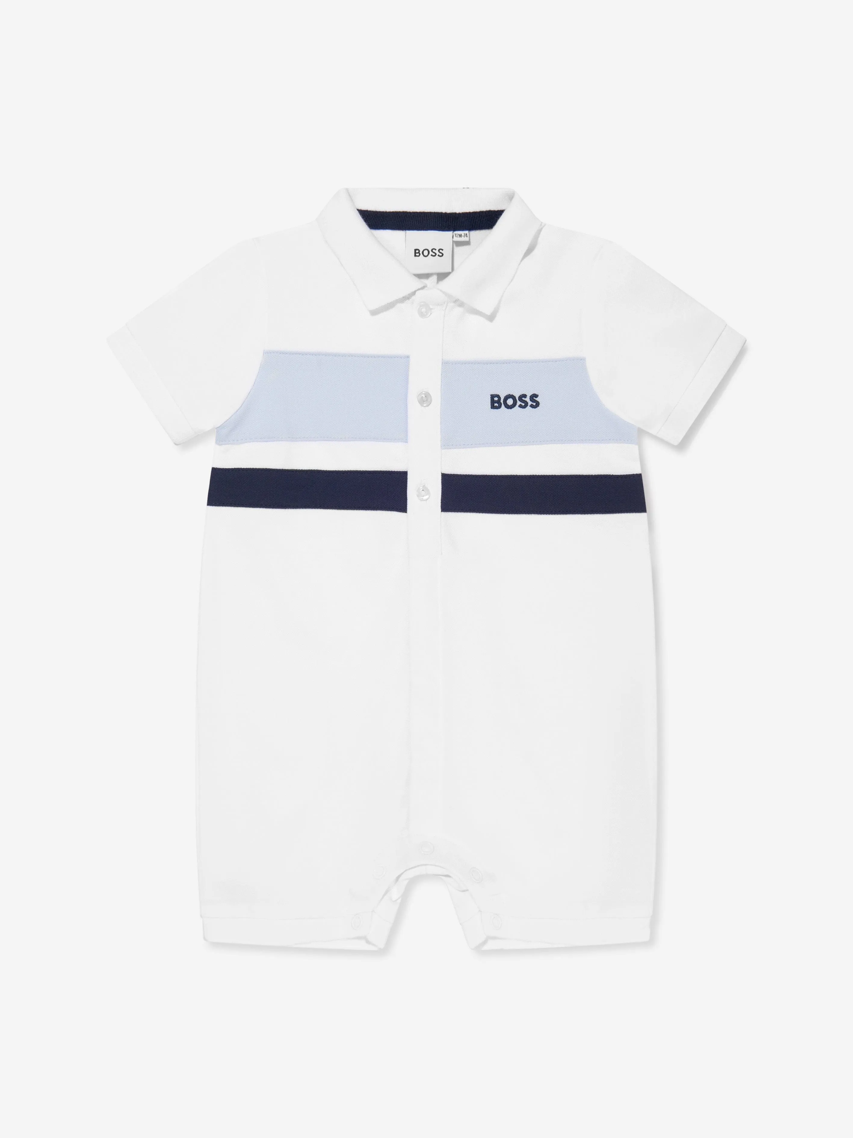 BOSS Baby Boys Polo Romper in White