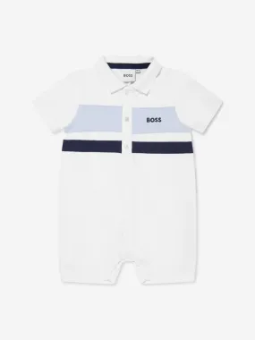 BOSS Baby Boys Polo Romper in White