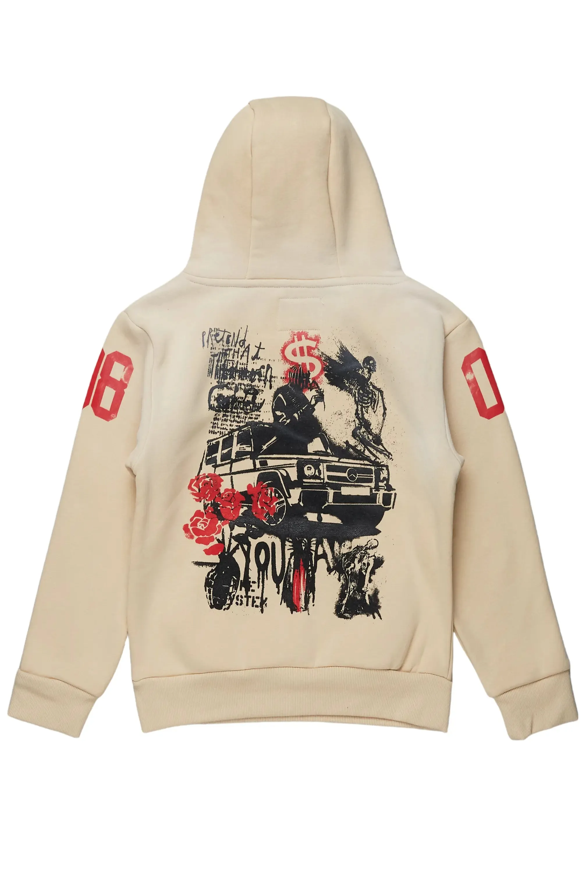 Boys Beau Beige Graphic Hoodie