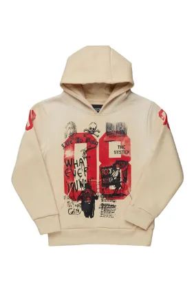 Boys Beau Beige Graphic Hoodie