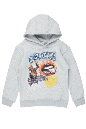 Boys Yooz Grey Graphic Hoodie