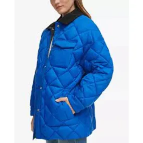 Calvin Klein Jeans Women's Reversible Quilted Barn Lapis Blue & Black Coat