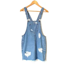 Cello Distressed Denim Overall Dress- Size S