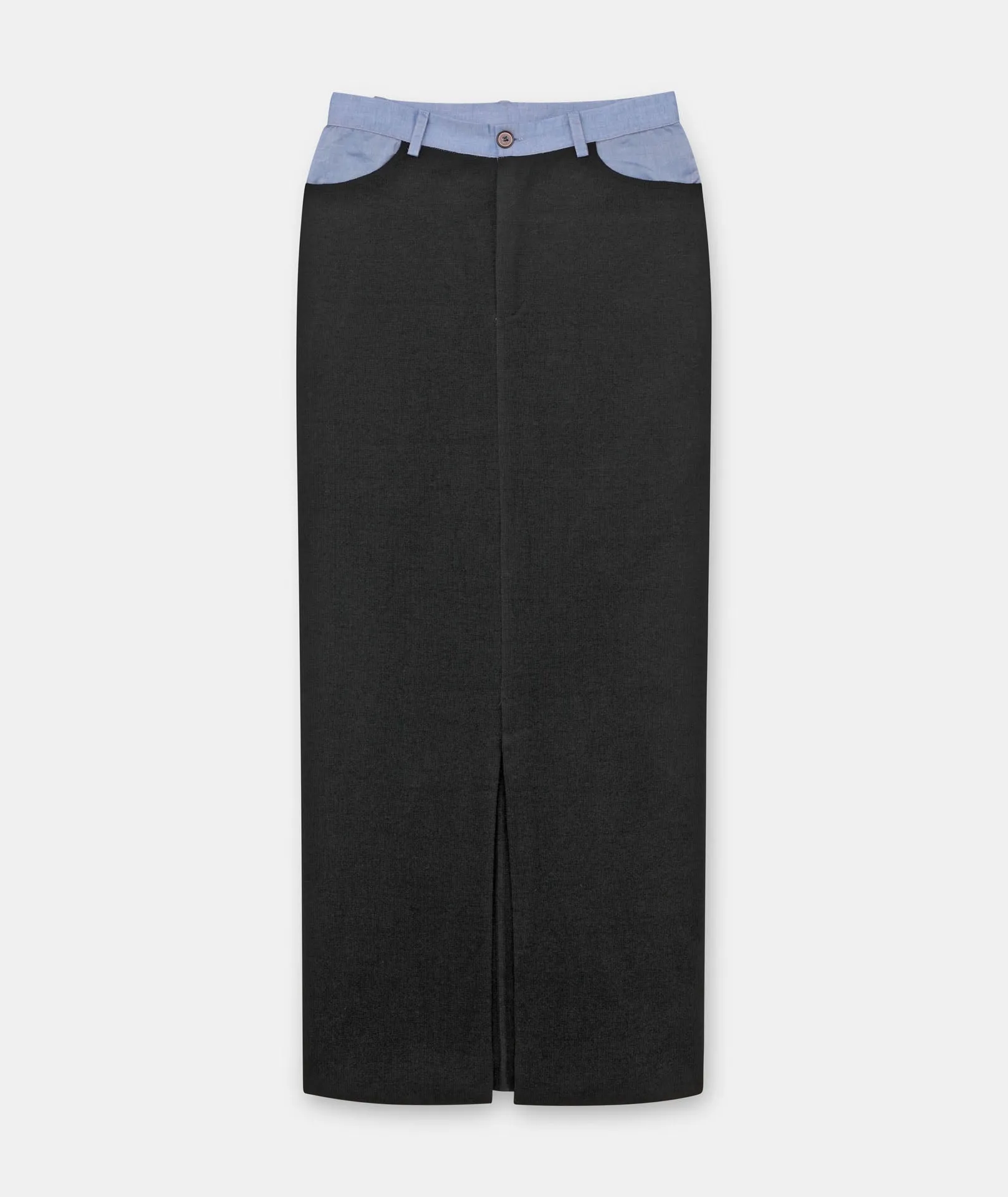 Cotton Cashmere Mixed Media Midi Skirt