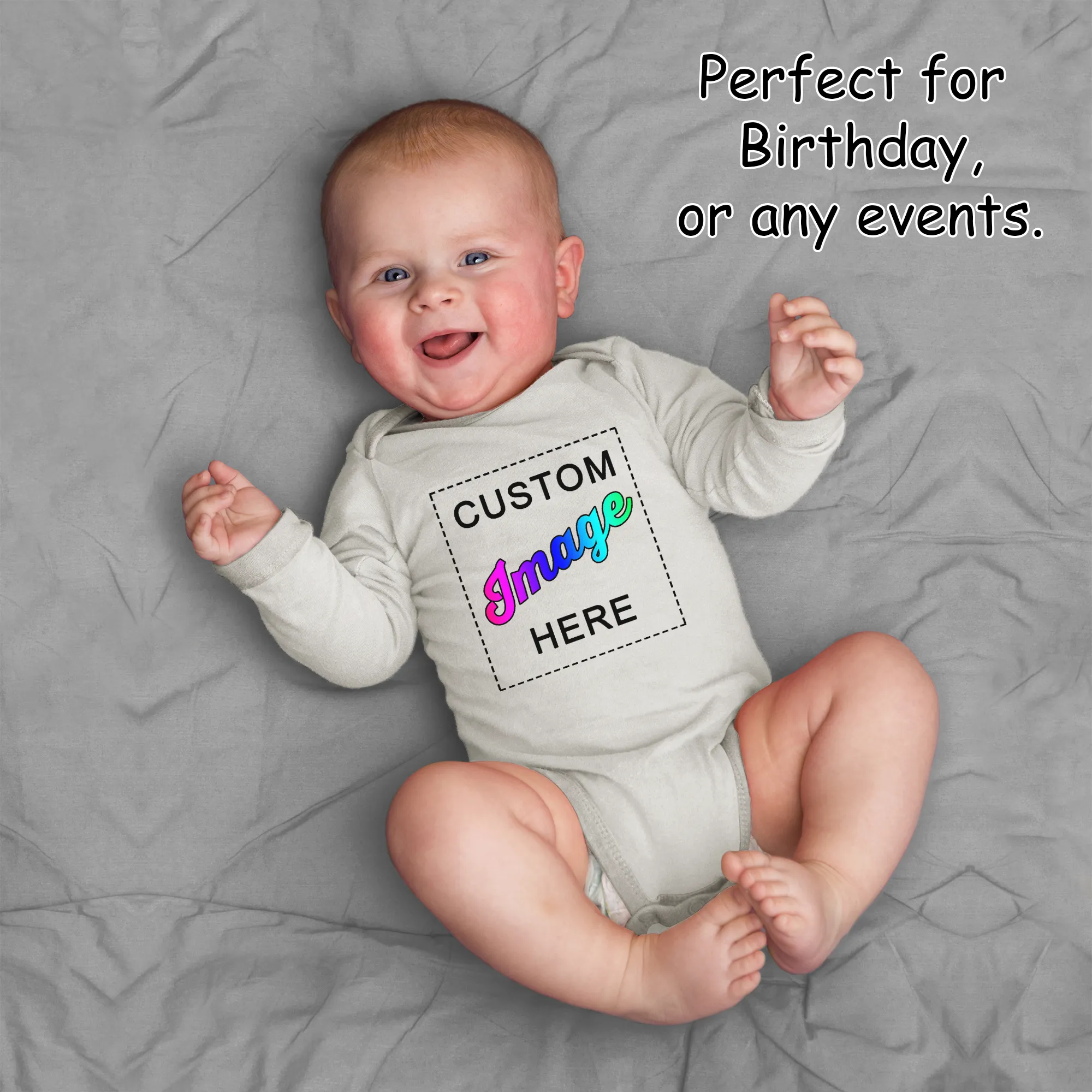 [Custom IMAGE] Endanzoo Organic Long Sleeves Baby Bodysuit I Sports Team I Front & Back