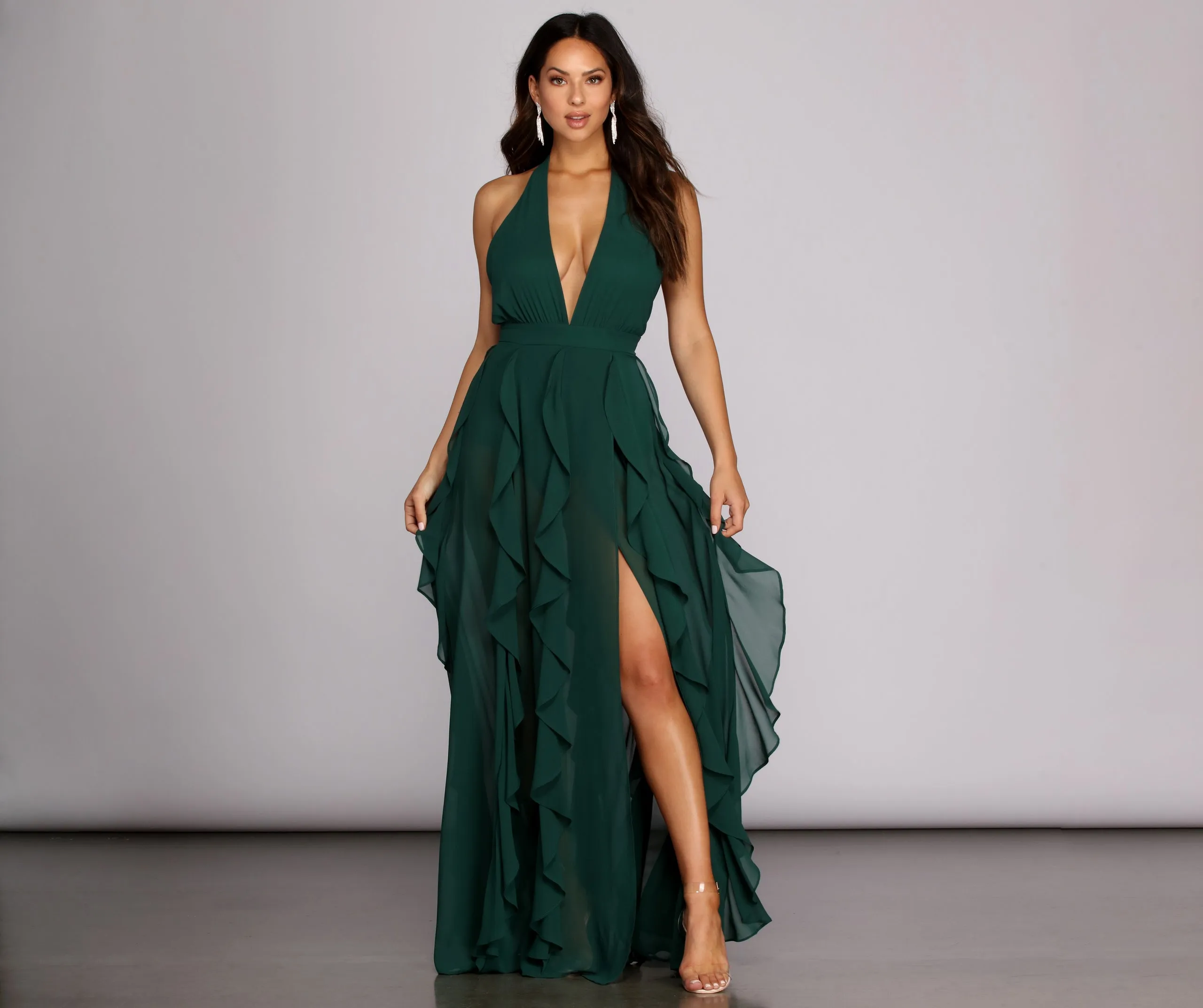 Delena Formal Chiffon Tendril Dress