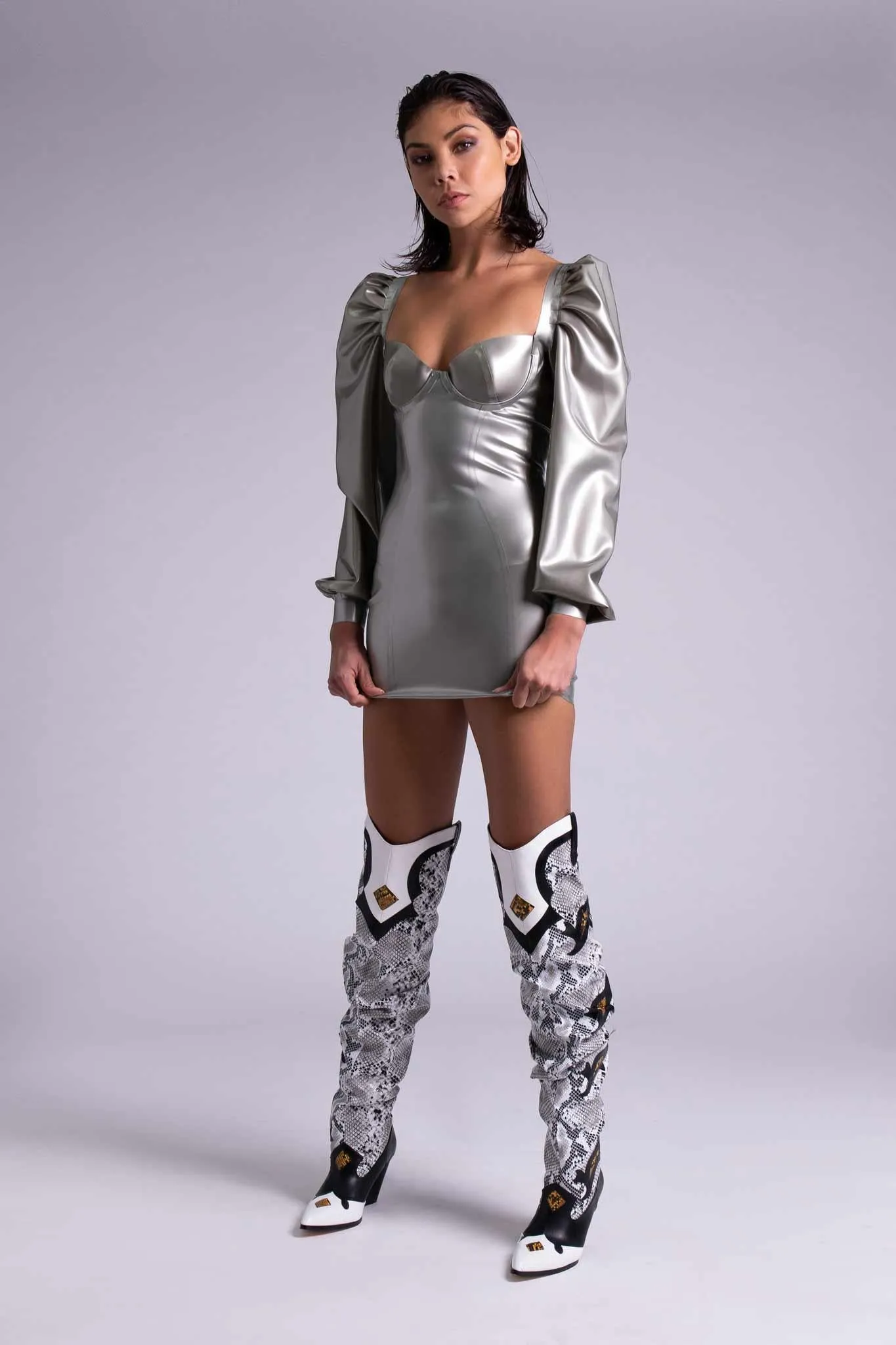 Delta Silver Latex Dress