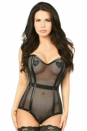 Deluxe Steel Boned Fishnet Corseted Bodysuit