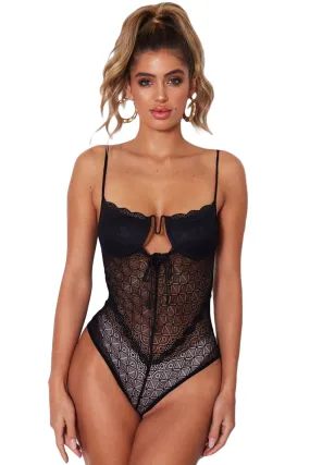 Designful Underwire Lace Mesh Bodysuit