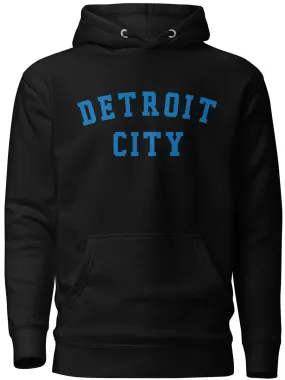 Detroit City Premium Pullover Unisex Hoodie - Black / Blue