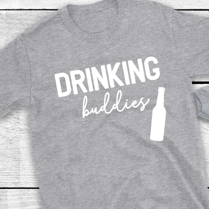 Drinking Buddies Beer, Milk & Wine Bottles Matching T-Shirt/Baby Vest Heather Grey (MRK X)