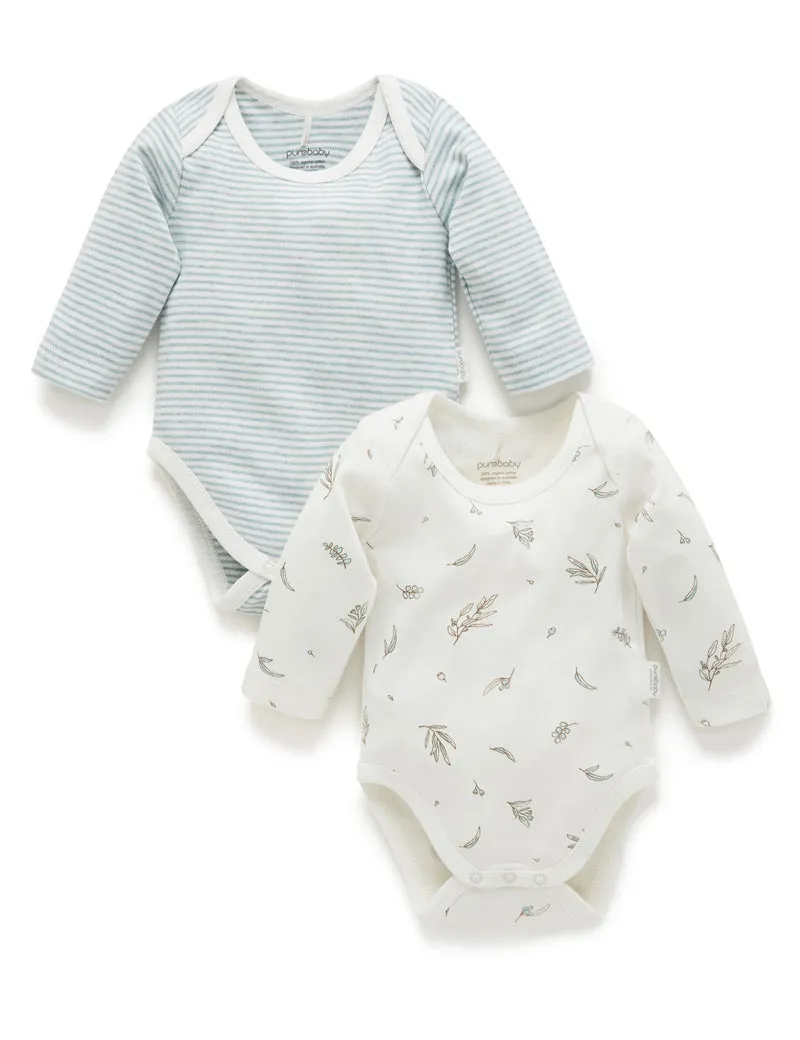 EASY NECK L/S BODYSUIT 2 PACK - VANILLA ECUALYPTUS