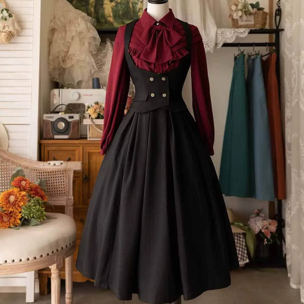 Elegant Vintage High Waist Polyester Pleated Skirt