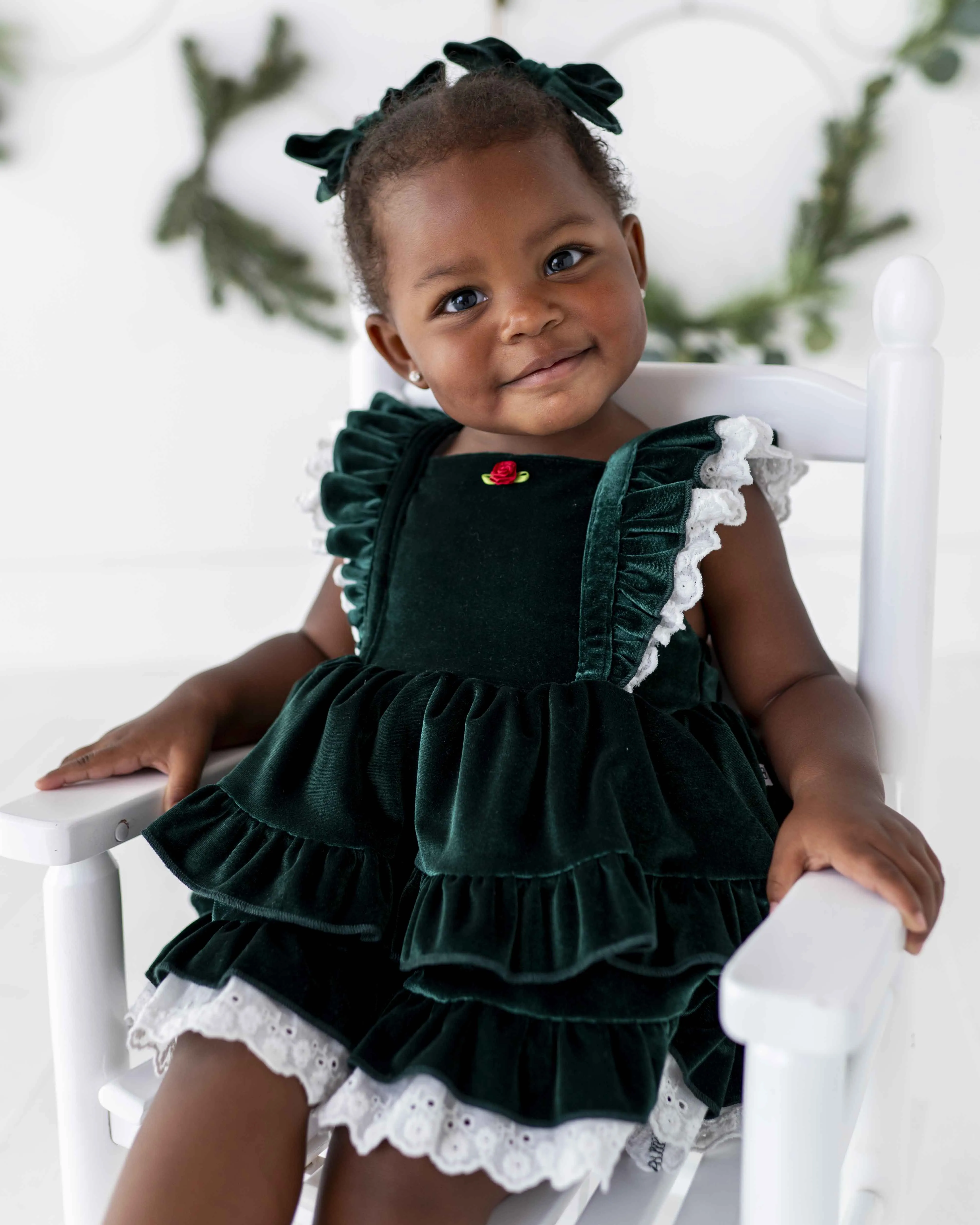 Emerald Velvet Tiered Dress