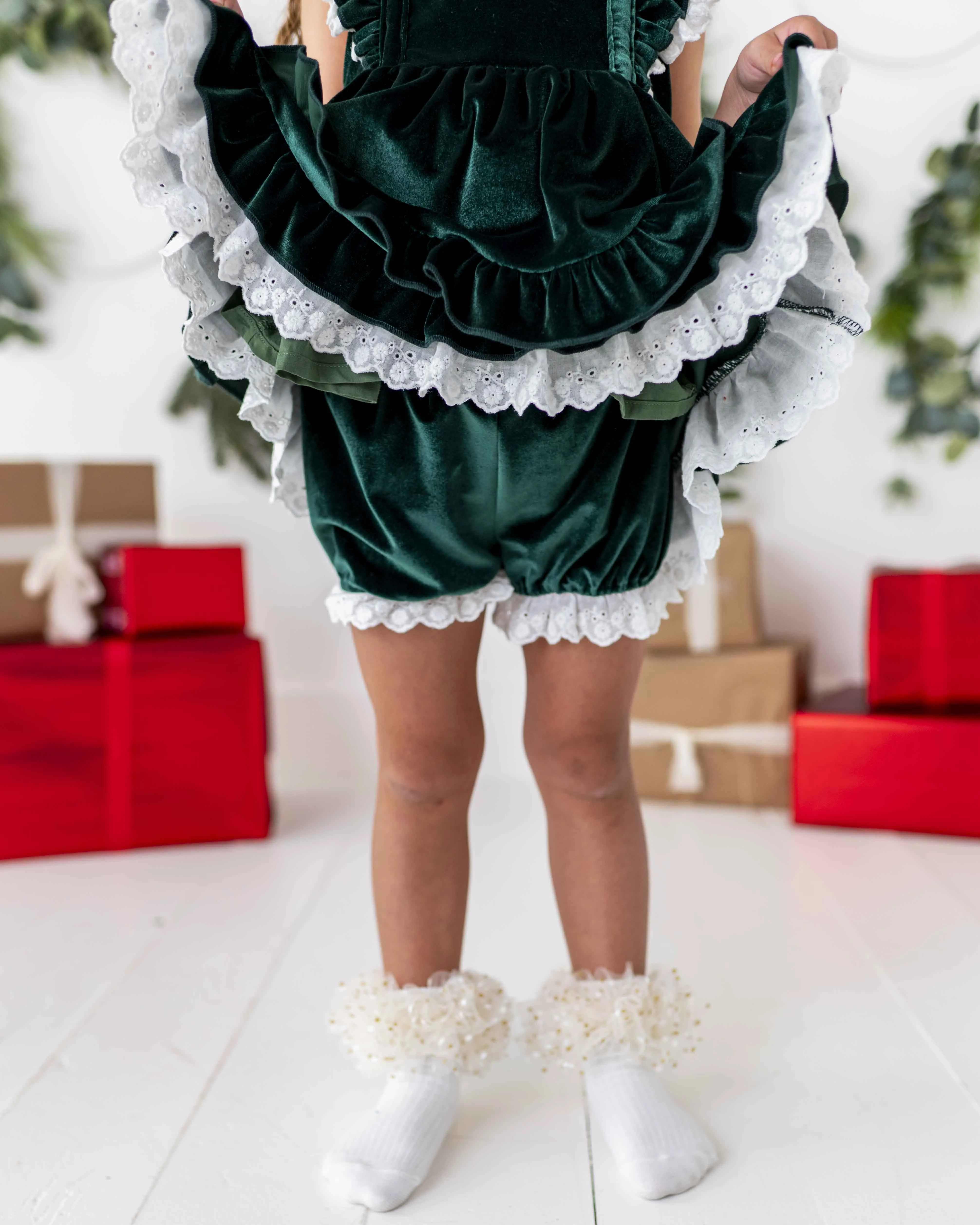 Emerald Velvet Tiered Dress