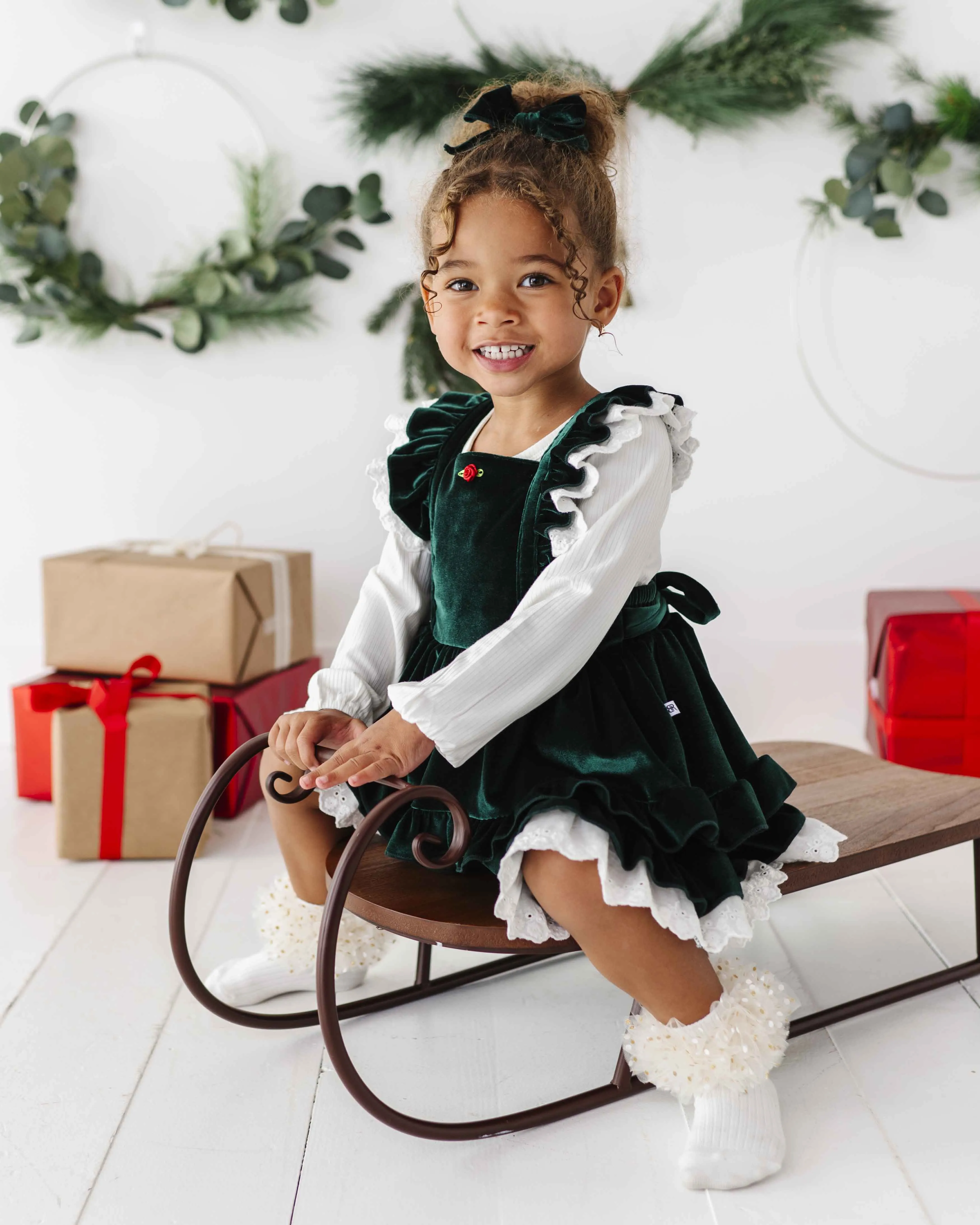 Emerald Velvet Tiered Dress