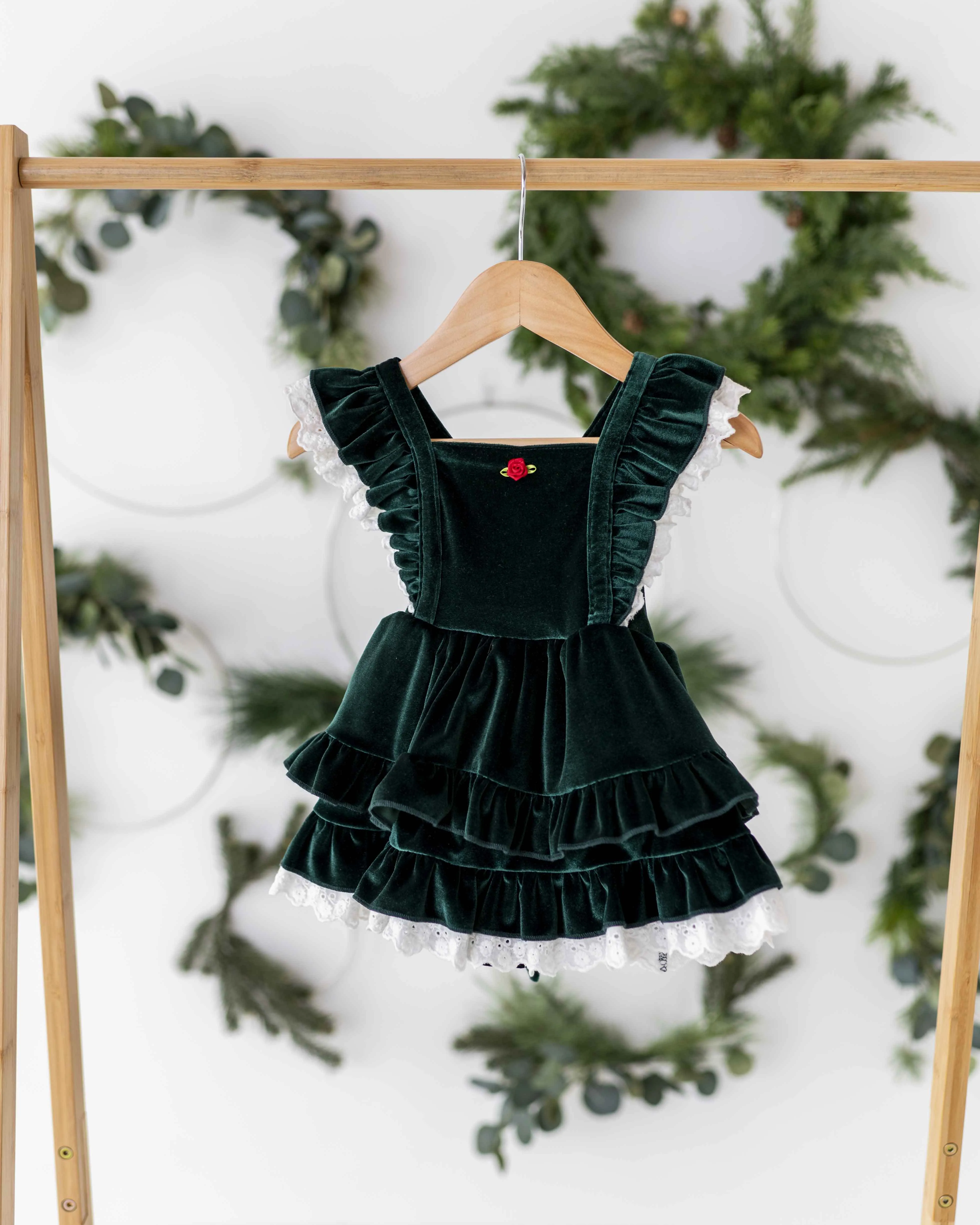 Emerald Velvet Tiered Dress