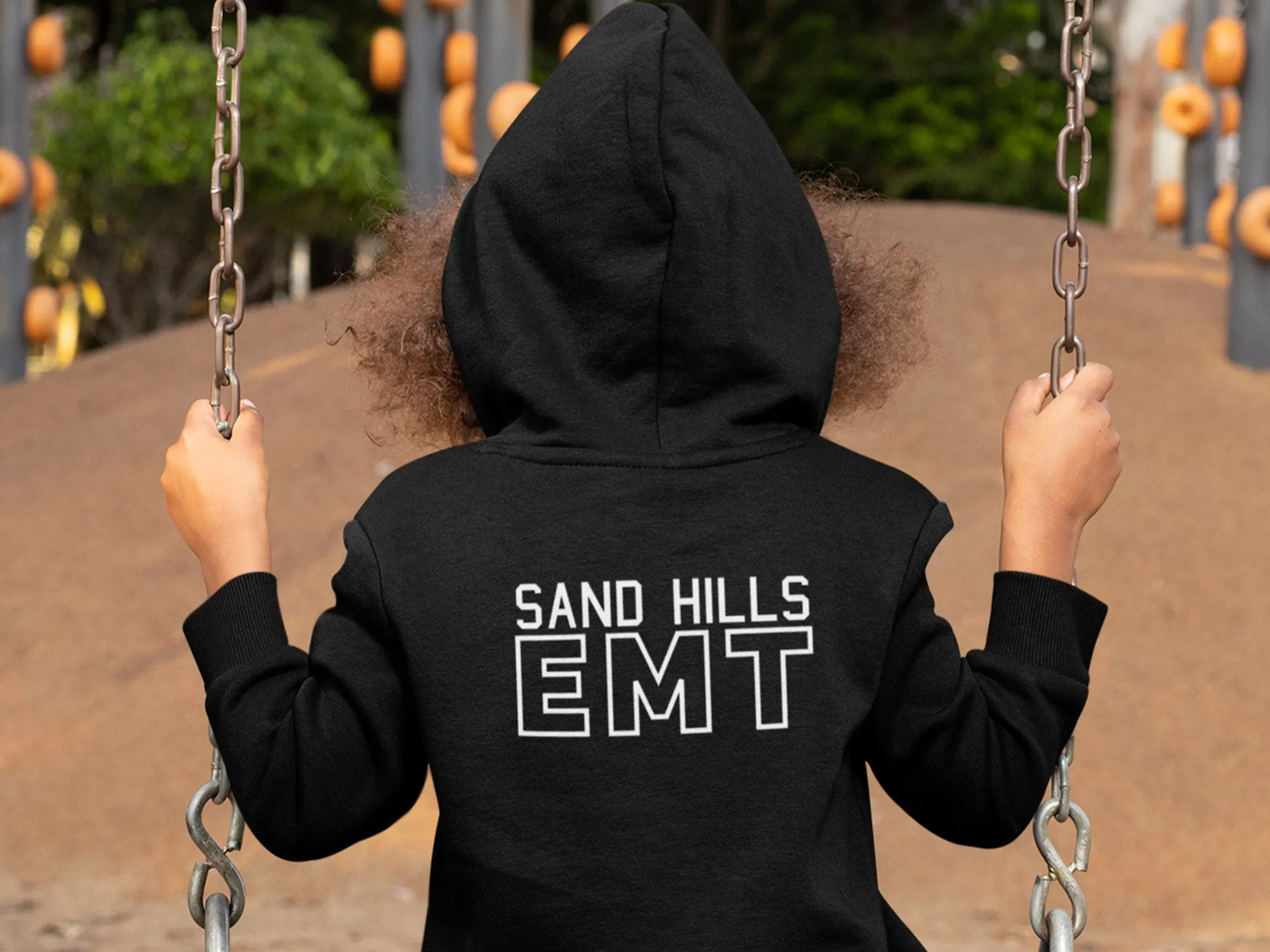 EMT Black Toddler Hoodie with Star of Life and Personalized Name - Optional Department or City on Back