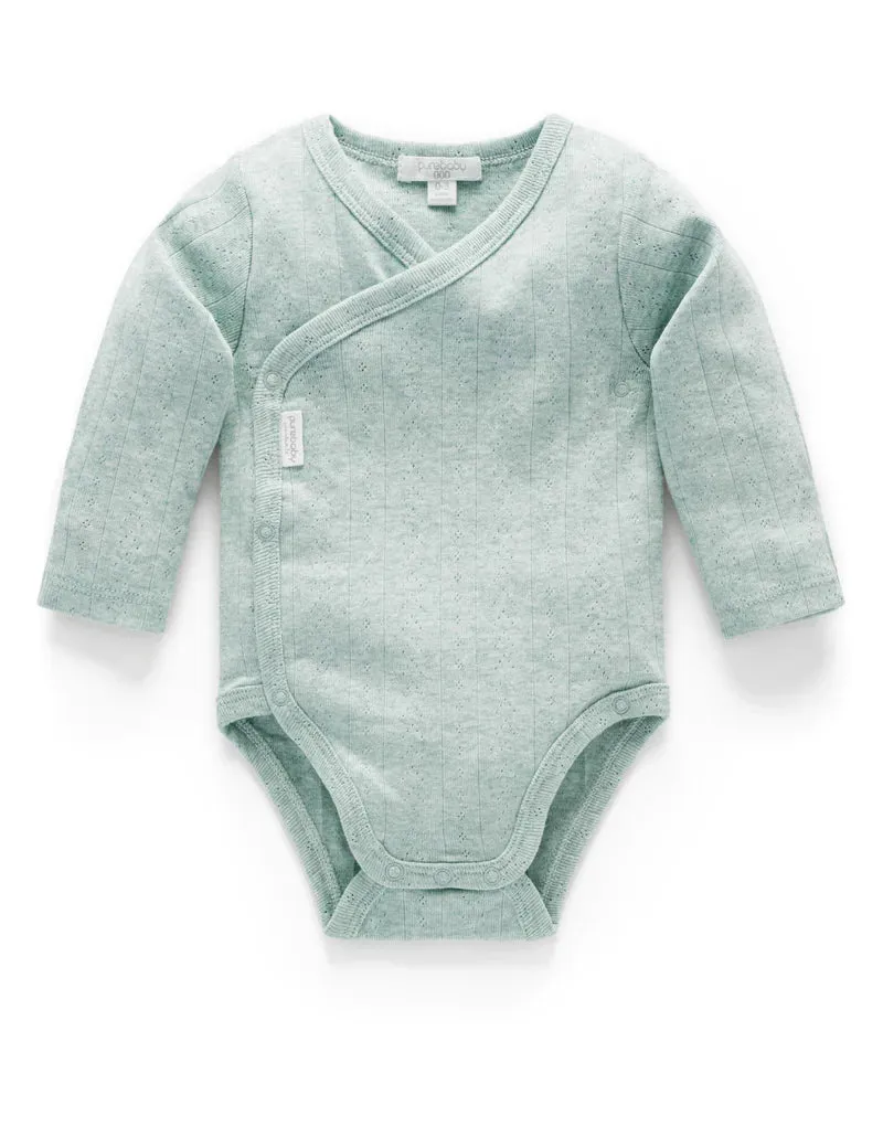 Ess Pointelle Long Sleeve Wrap Bodysuit