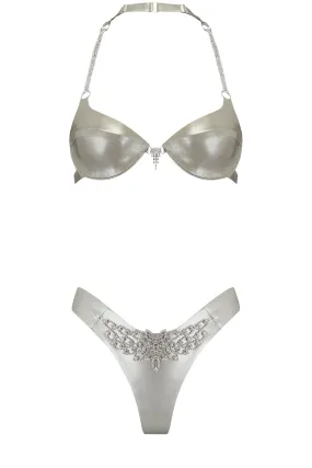 Gamma Tau Silver Latex Lingerie Set