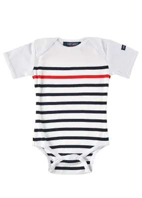 Gift box with striped bodysuit - with contrasting stripe (BLANC/MARINE/TULIPE)