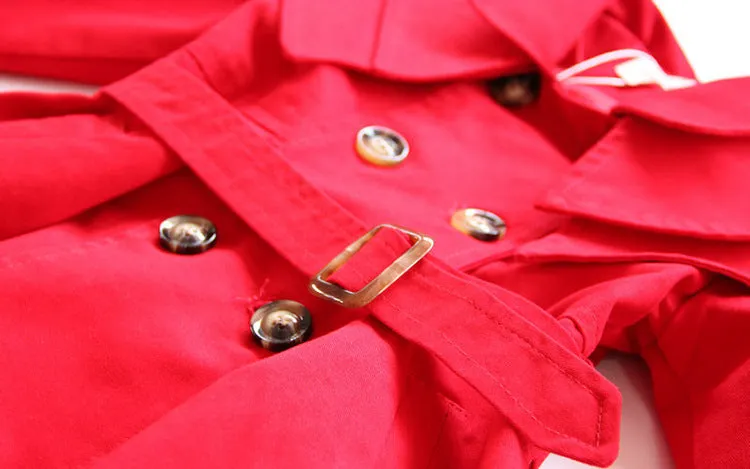 Girls Red Trench Coat, Size 2-7 Yrs