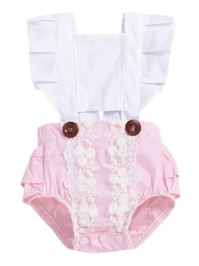 High Summer Bodysuit Cotton Blend Baby Girl Lace Frilled Romper